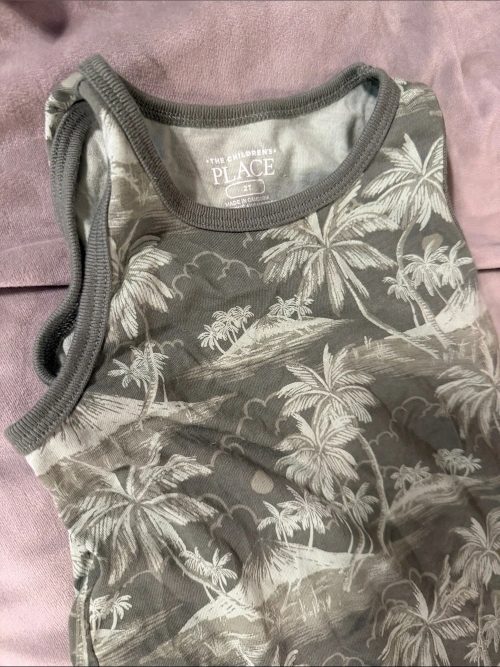 The Children's Place Tropical Palm Tank - Gray & White